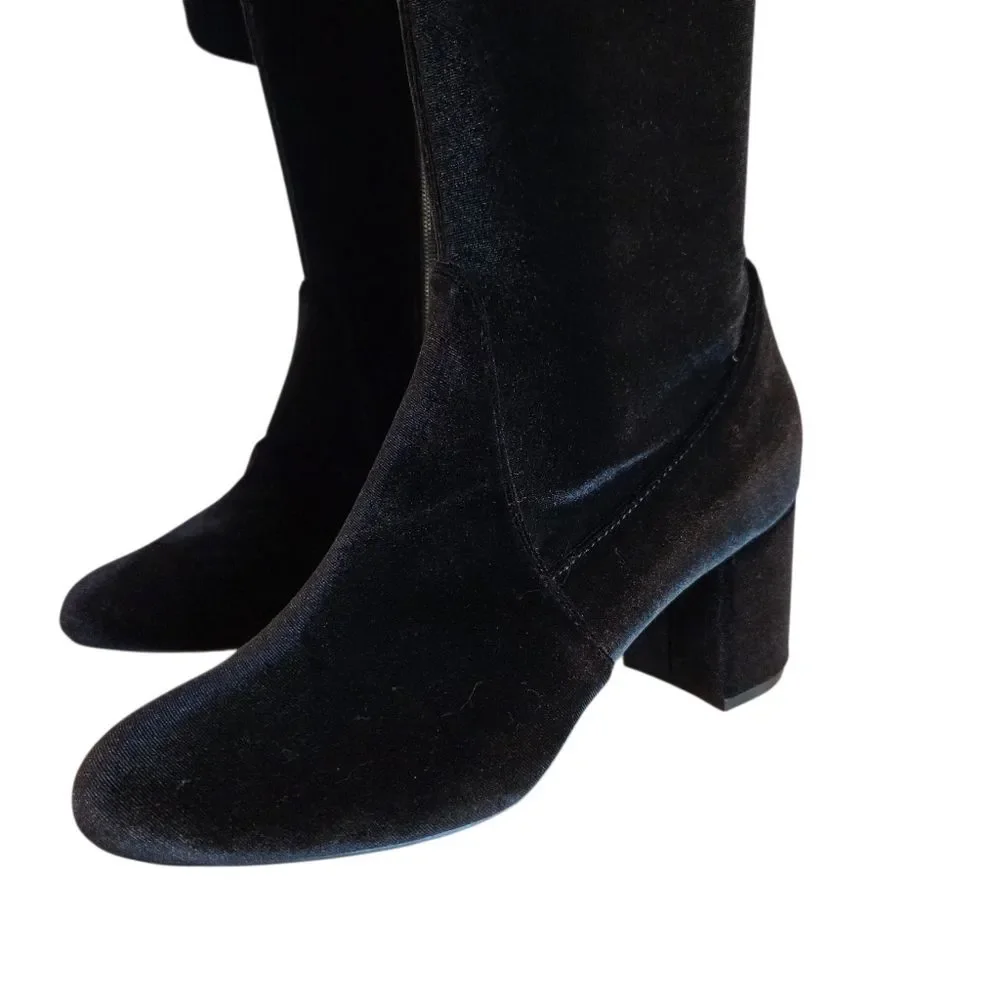NEW INC Rikkie2 Over the Knee Velvet Black Boots Baddie Model off Duty Upscale 6